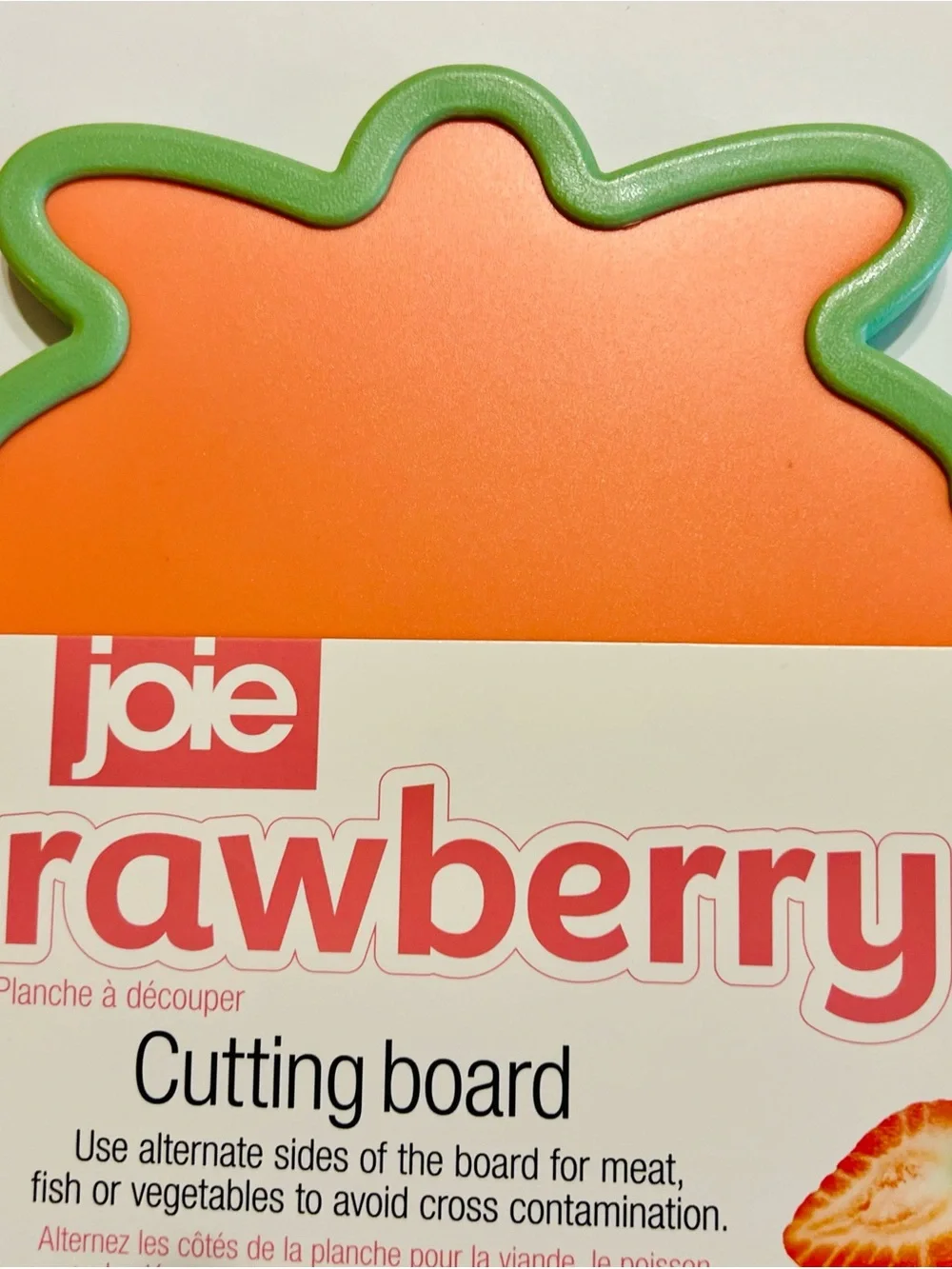 Joie Strawberry Shaped Cutting Board in Red with Green Accent Fruit Party Fun